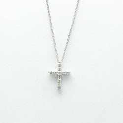 Ponte Vecchio Cross Diamond Necklace White Gold (18K) Diamond Men,Women Fashion Pendant Necklace Carat/0.19 (Silver)