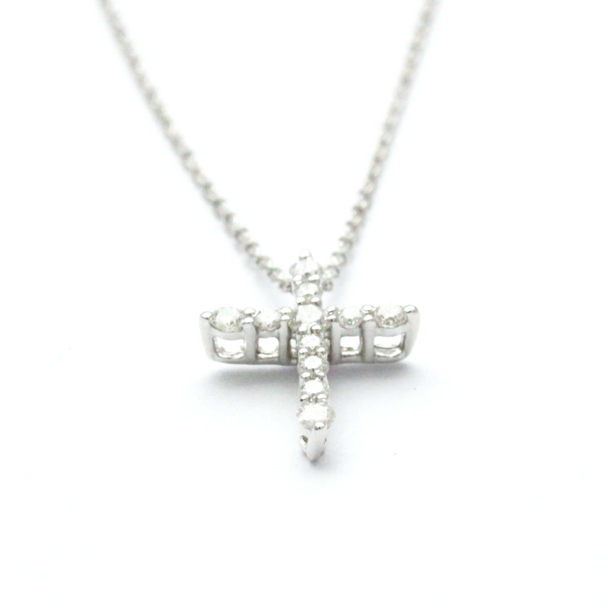 Ponte Vecchio Cross Diamond Necklace White Gold (18K) Diamond Men,Women Fashion Pendant Necklace Carat/0.19 (Silver)