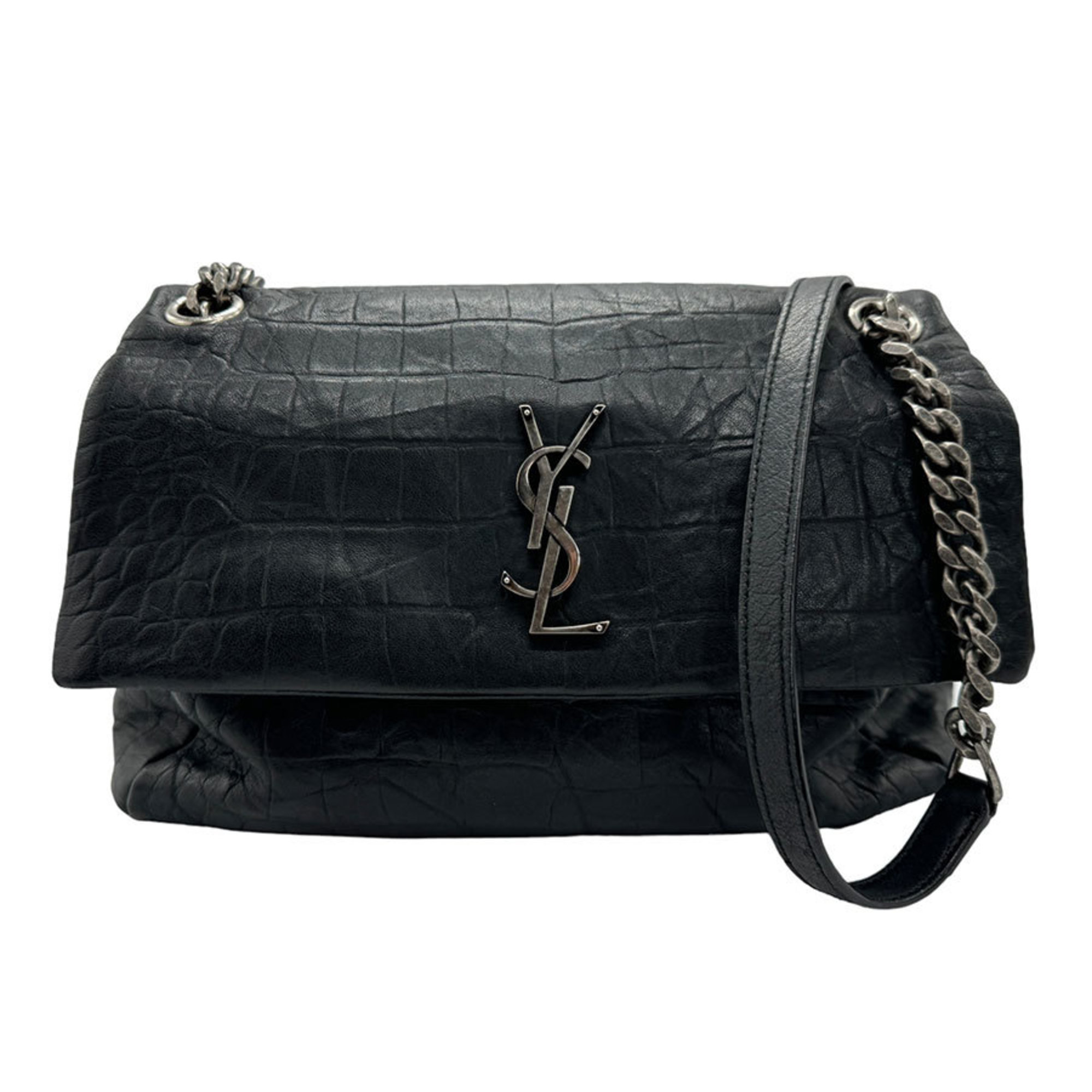 Saint Laurent shoulder bag in embossed leather, black, for women, 620663 z1953