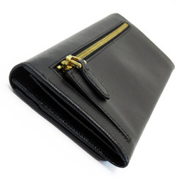 PRADA Long Wallet Leather Black Gold Women's w0626a