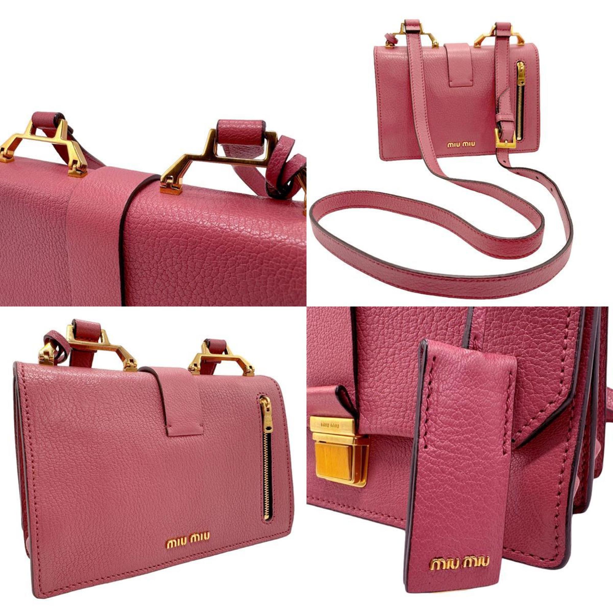 Miu Miu Miu shoulder bag leather pink ladies z1975