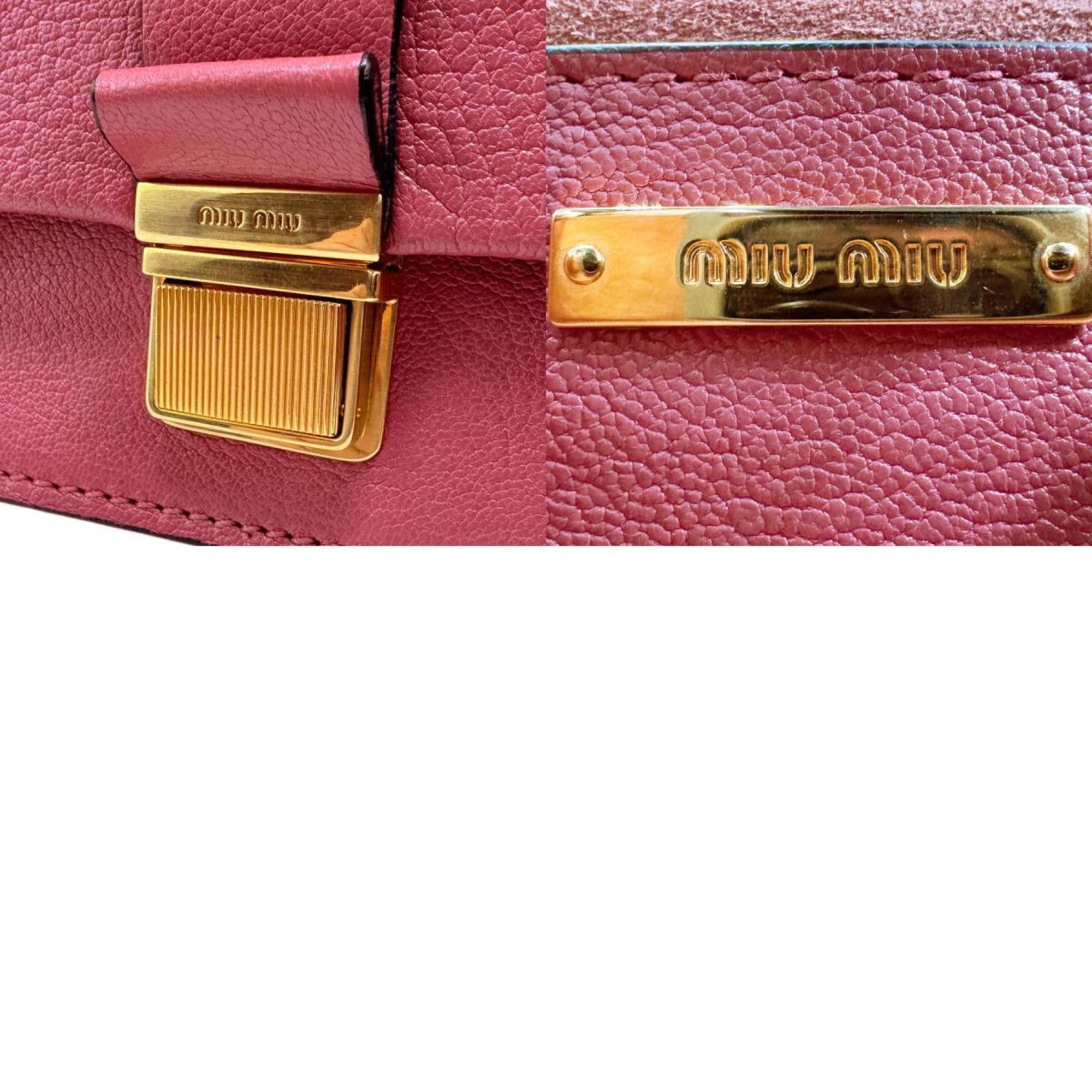 Miu Miu Miu shoulder bag leather pink ladies z1975