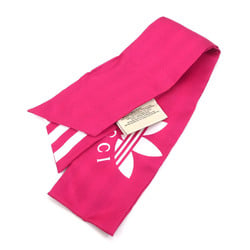 GUCCI Scarf Muffler Ribbon x adidas Silk Pink White Women's h30430g