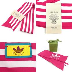 GUCCI Scarf Muffler Ribbon x adidas Silk Pink White Women's h30430g