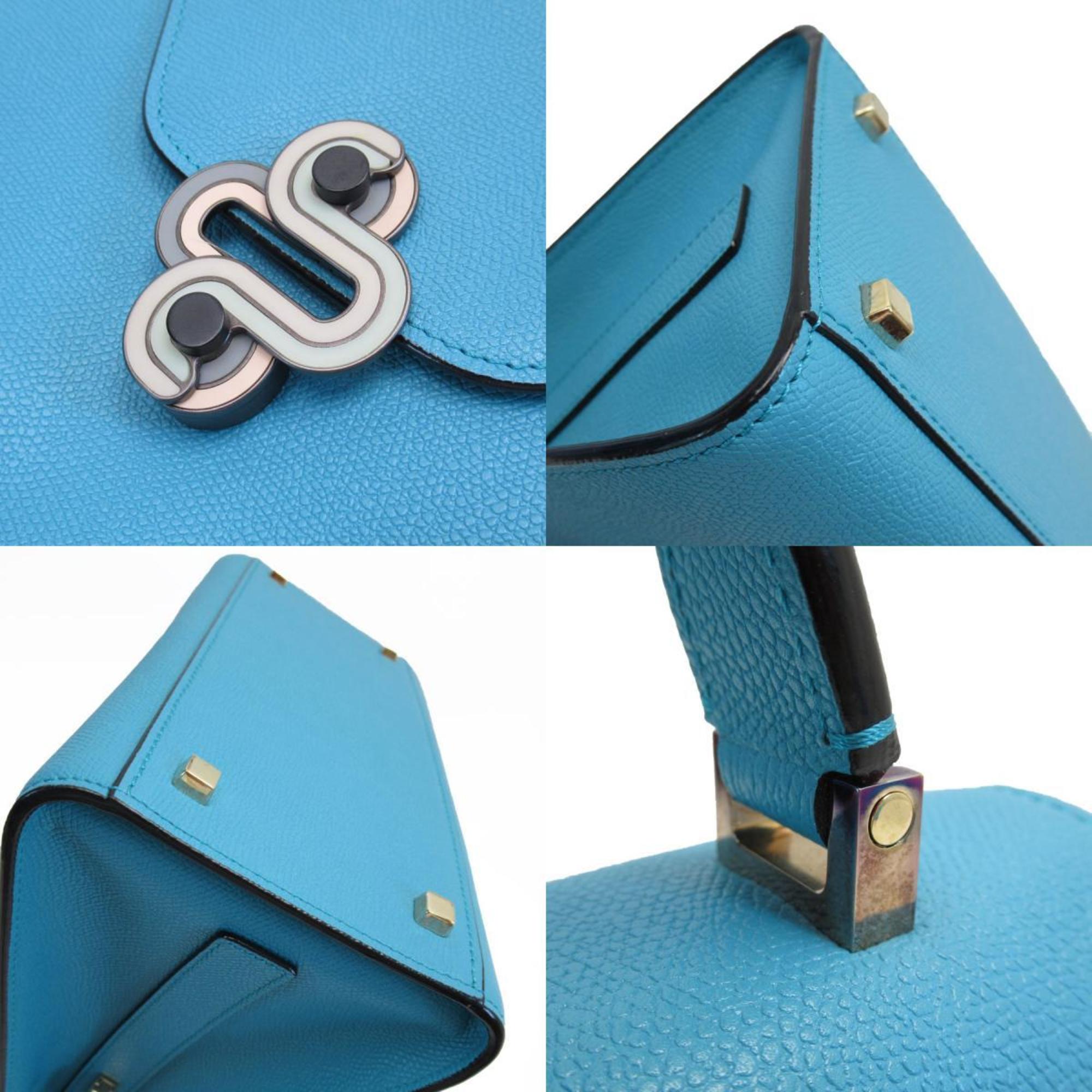 Valextra handbag leather blue ladies w0619a