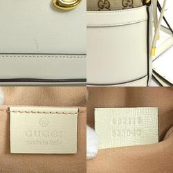 GUCCI Shoulder Bag Horsebit Leather GG Canvas Ivory Women's 602118 99946g