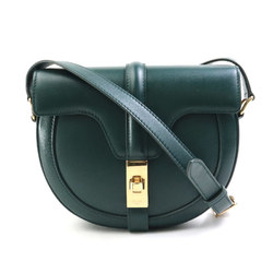 CELINE Shoulder Bag Small Busas Leather Dark Green Women's 99951g