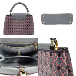 LOUIS VUITTON Handbag Shoulder Bag Capucines MM Leather Gray x Pink Brown Women's M52210 z1982