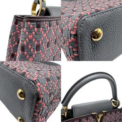 LOUIS VUITTON Handbag Shoulder Bag Capucines MM Leather Gray x Pink Brown Women's M52210 z1982