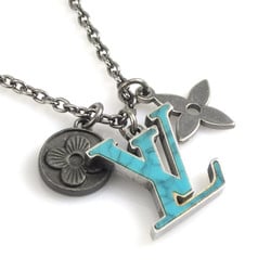 Louis Vuitton LOUIS VUITTON Necklace Pendant LV Initial Turquoise Metal Silver x Blue Women's M68904 h30437g