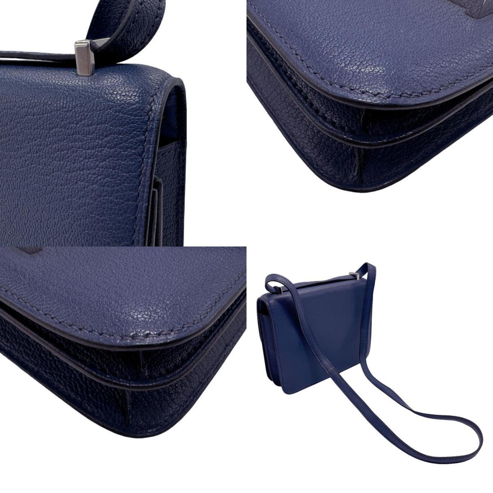 Hermes HERMES Shoulder Bag Constance Chevre Mysore Blue Brighton Silver Women's z1981