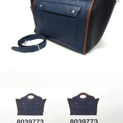 Burberry Pocket Tote Handbag Ink Blue (Navy) x Black