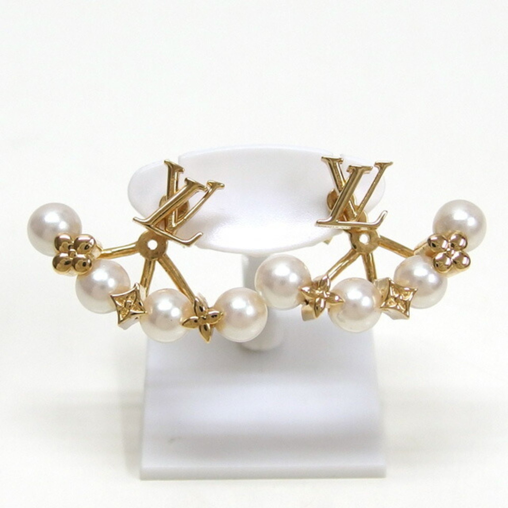 Louis Vuitton Glam Swing Faux Pearl Earrings Gold