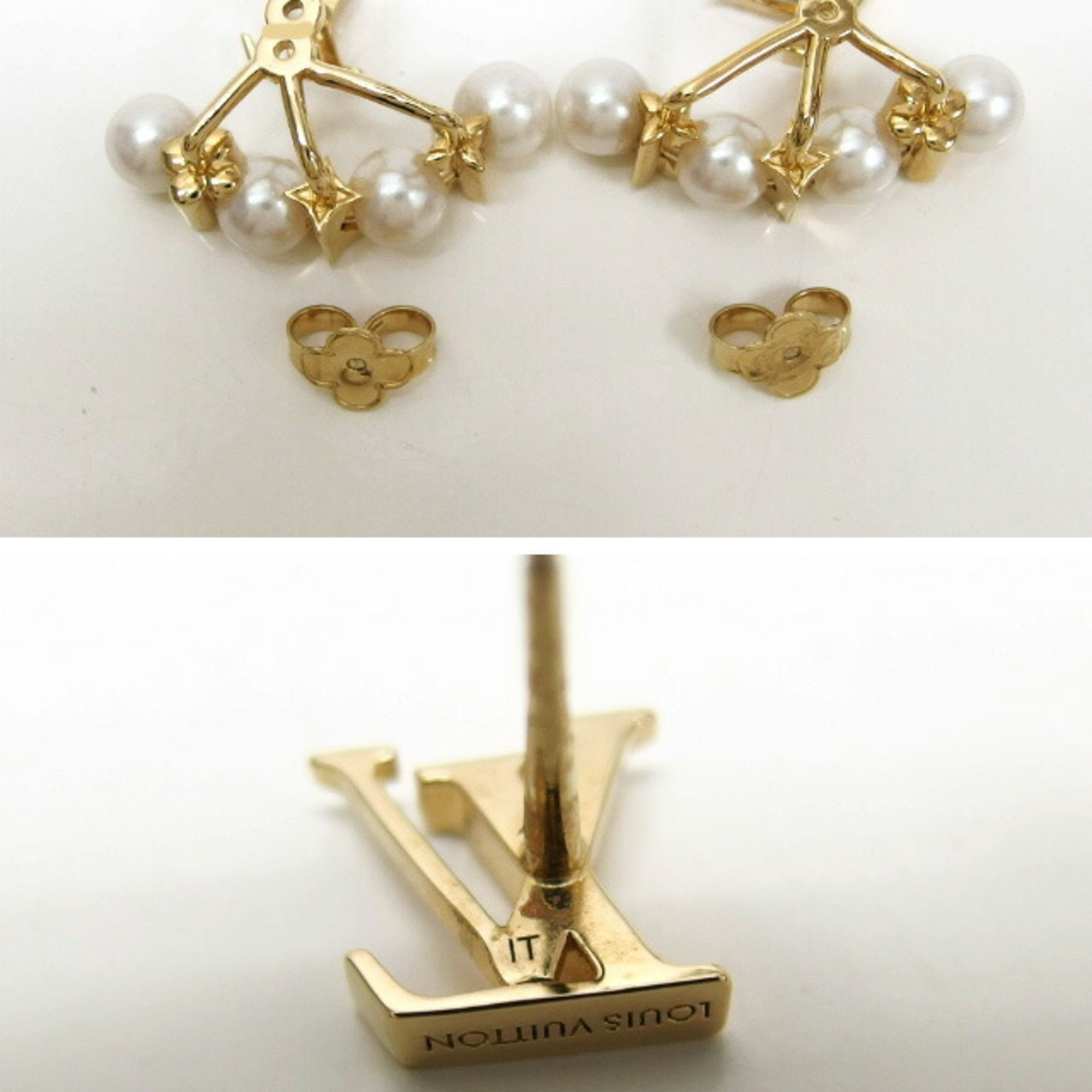 Louis Vuitton Glam Swing Faux Pearl Earrings Gold