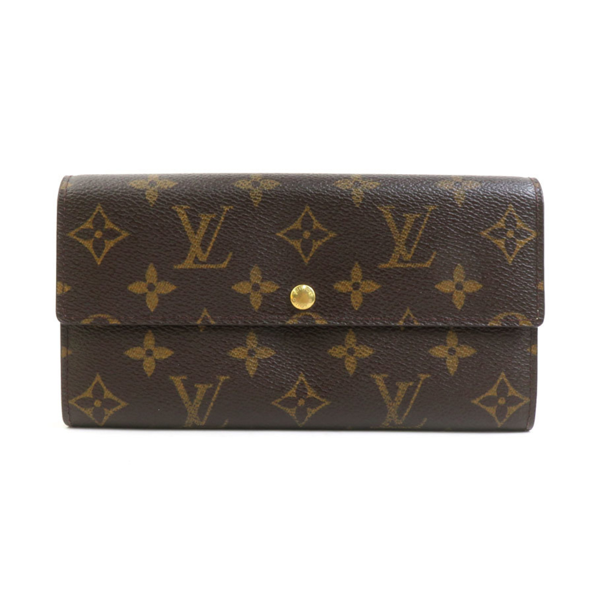 Louis Vuitton LOUIS VUITTON Long Wallet Monogram Pochette Porto Monnaie Credit Canvas Brown Men's Women's M61723 h30420f