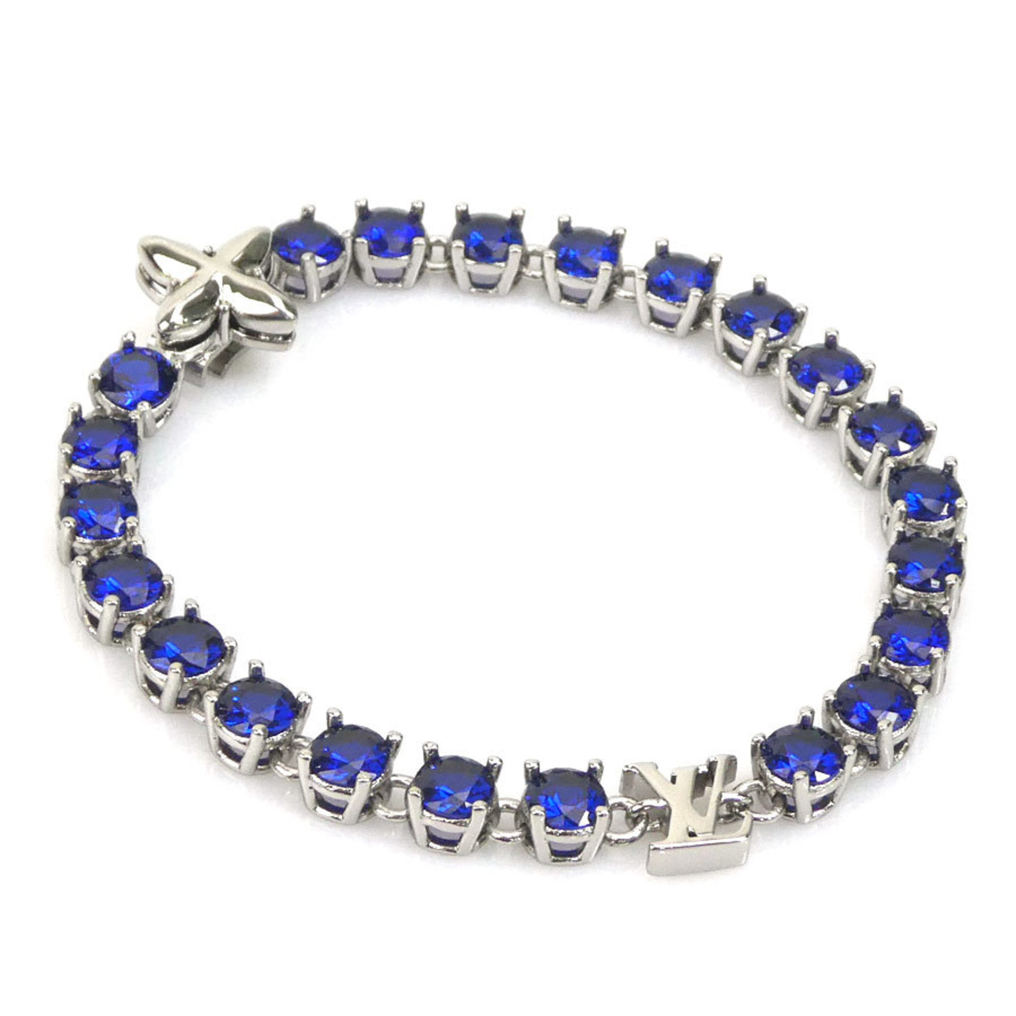 Louis Vuitton LOUIS VUITTON Bracelet LV Crystal Metal Zircon Silver x Blue Men's M1062L h30434i