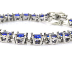 Louis Vuitton LOUIS VUITTON Bracelet LV Crystal Metal Zircon Silver x Blue Men's M1062L h30434i