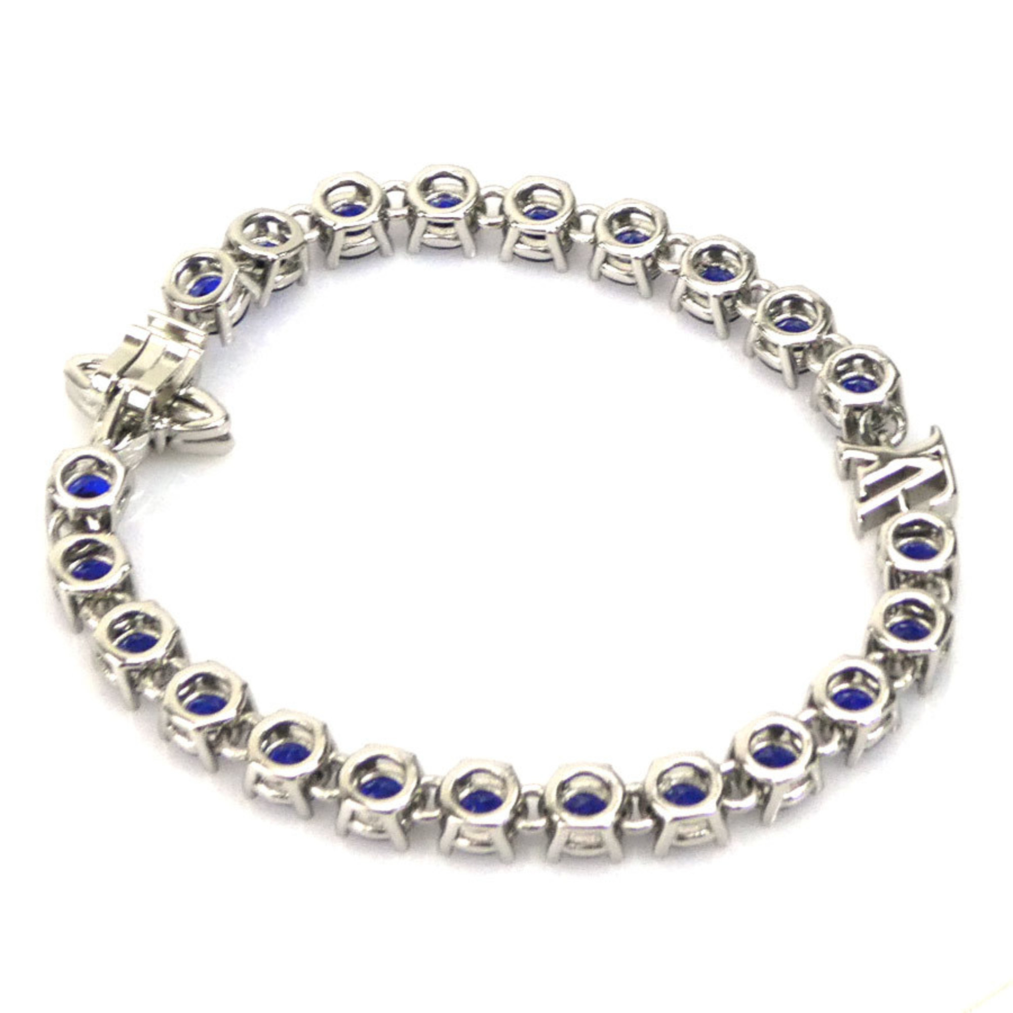 Louis Vuitton LOUIS VUITTON Bracelet LV Crystal Metal Zircon Silver x Blue Men's M1062L h30434i