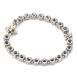 Louis Vuitton LOUIS VUITTON Bracelet LV Crystal Metal Zircon Silver x Blue Men's M1062L h30434i