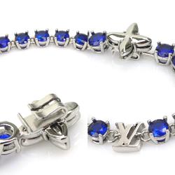 Louis Vuitton LOUIS VUITTON Bracelet LV Crystal Metal Zircon Silver x Blue Men's M1062L h30434i