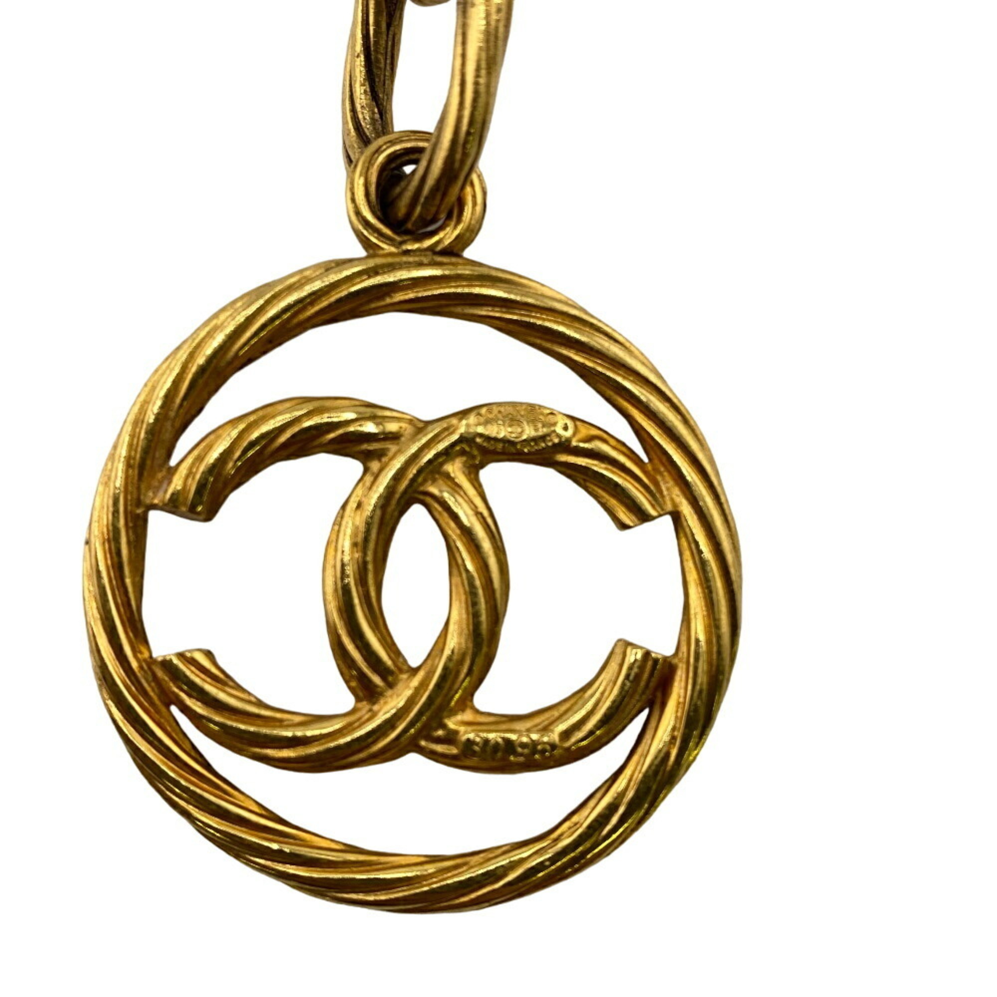 CHANEL Coco Mark 93P Necklace Gold Unisex