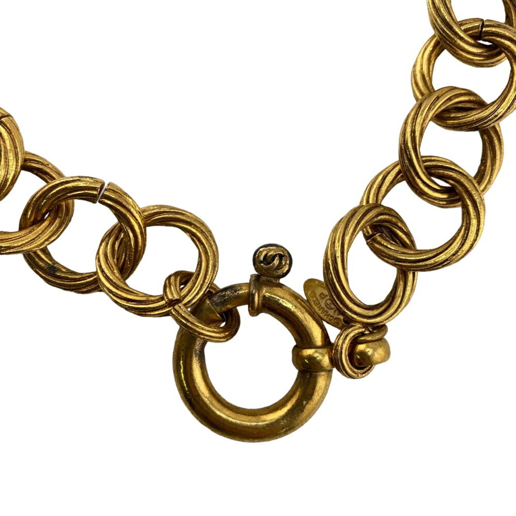 CHANEL Coco Mark 93P Necklace Gold Unisex