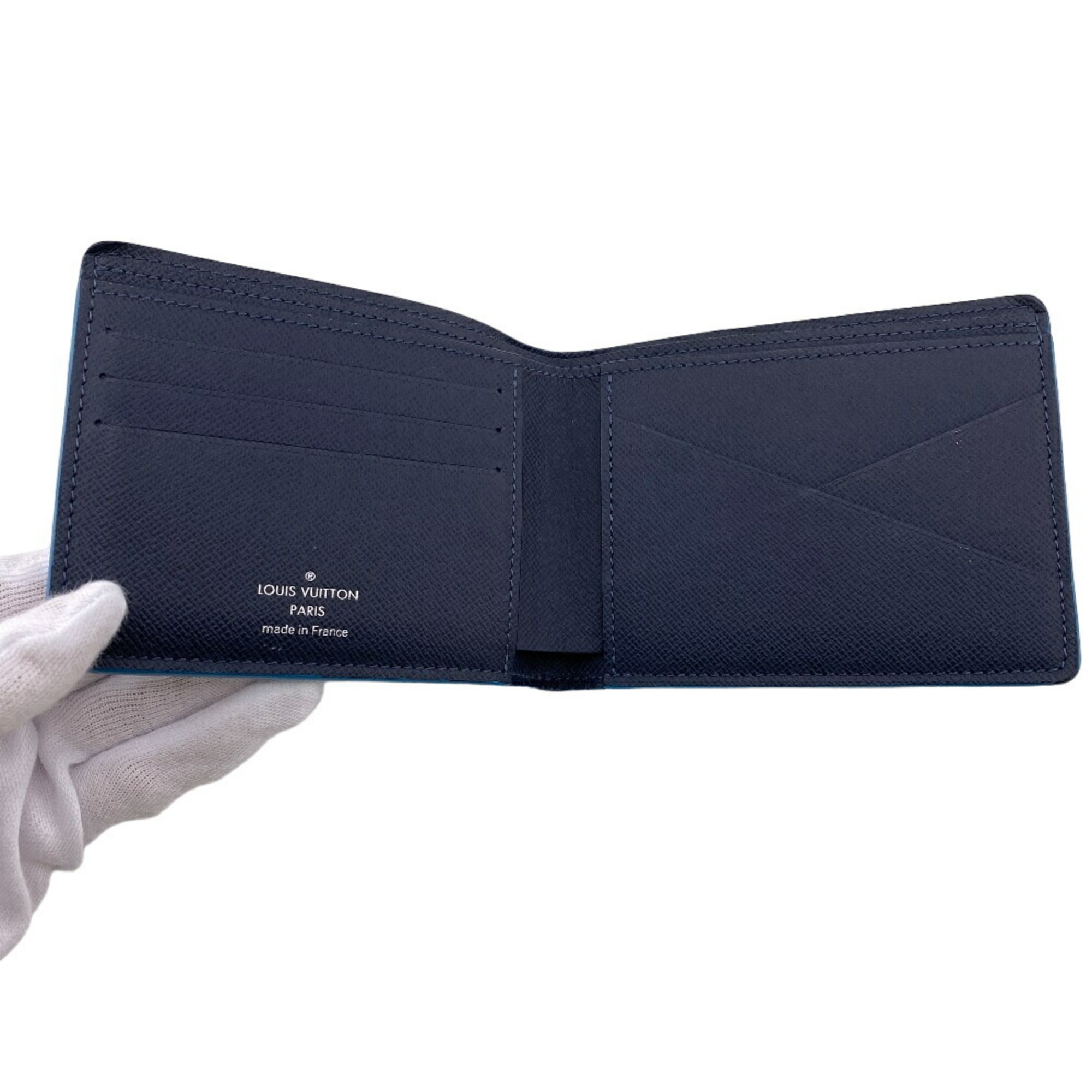 LOUIS VUITTON M30381 Portefeuille Multiple Taiga Billfold Navy Men's