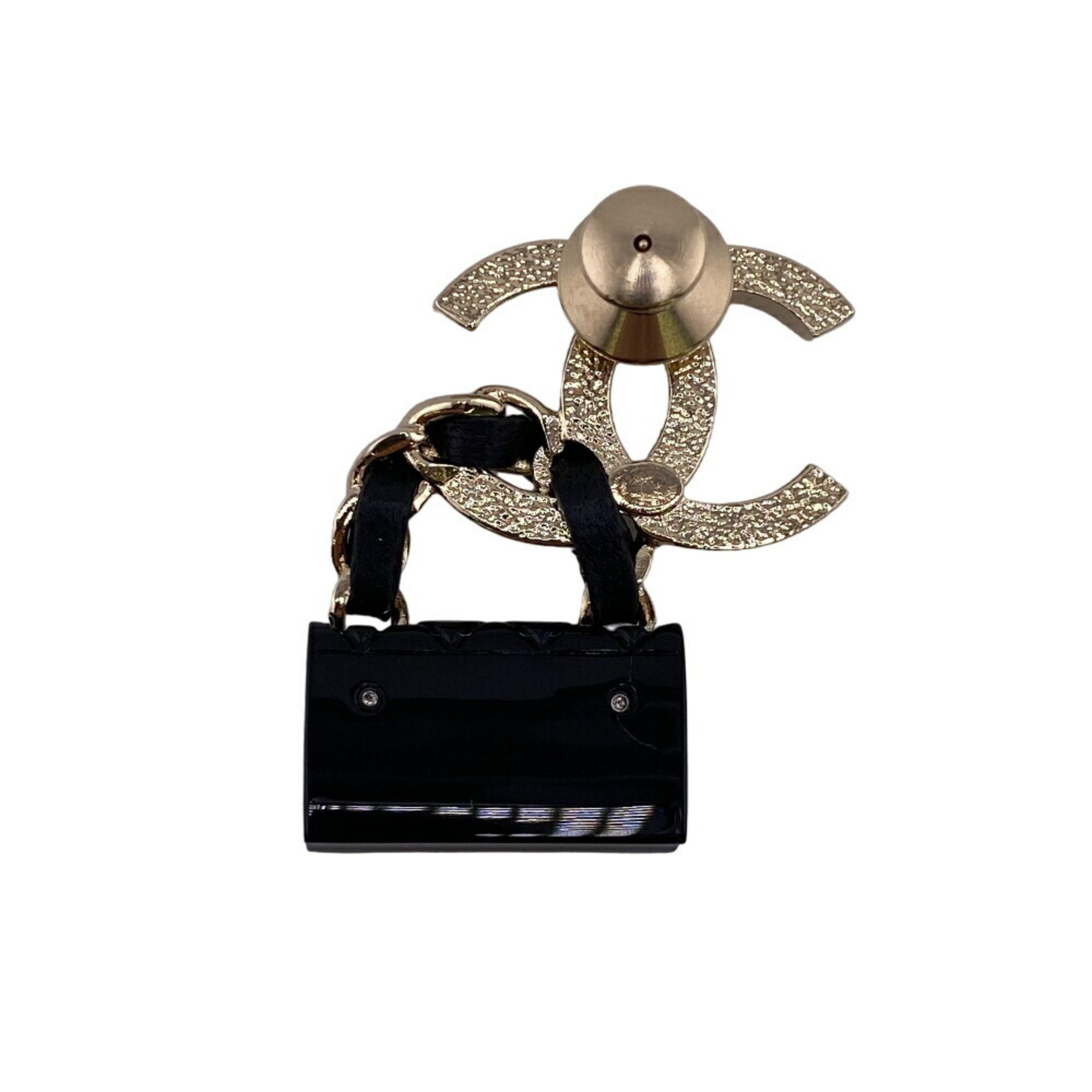 CHANEL Coco Mark B23C Matelasse Turnlock Brooch Black Women's