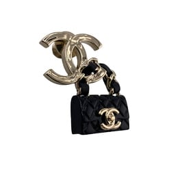 CHANEL Coco Mark B23C Matelasse Turnlock Brooch Black Women's