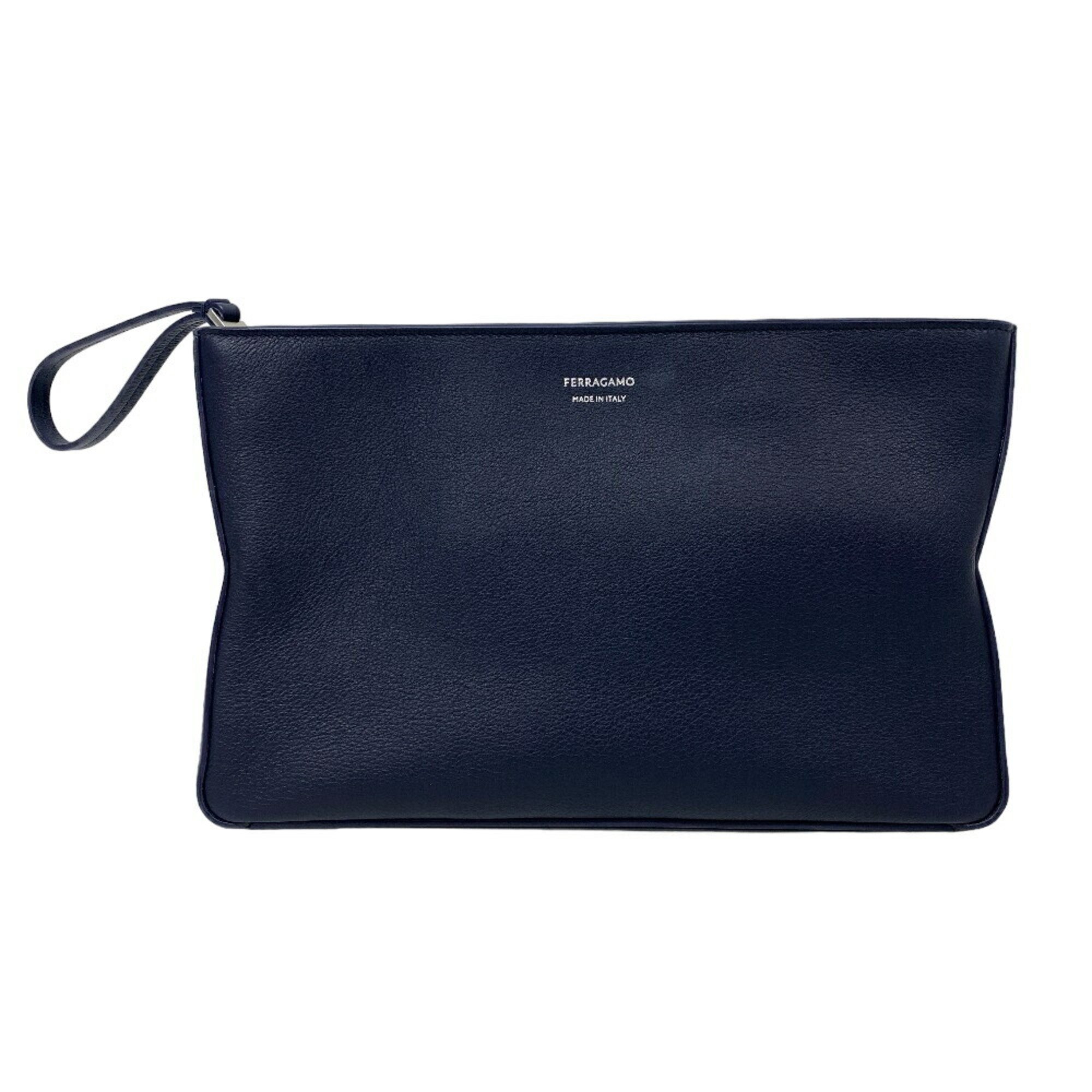 Salvatore Ferragamo Second Bag Clutch Navy Women's