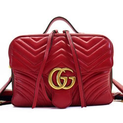 GUCCI Shoulder Bag GG Marmont Leather Red Gold Women's 498100 w0623a