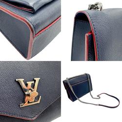 Louis Vuitton LOUIS VUITTON Shoulder Bag My Lock Me BB Leather Navy Silver Women's M53196 n0153