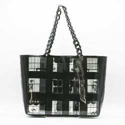 CHANEL Tote Bag Windows Line Chain Vinyl Plastic Black x Clear Women's 058342 PD302