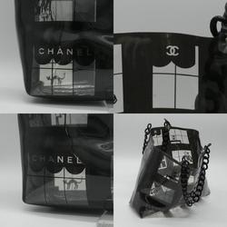 CHANEL Tote Bag Windows Line Chain Vinyl Plastic Black x Clear Women's 058342 PD302