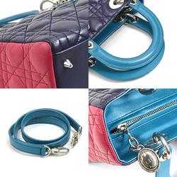 Christian Dior handbag shoulder bag Lady lambskin purple x pink blue green women's a0428