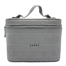 Christian Dior handbag vanity bag canvas light gray silver ladies n0147