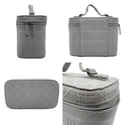 Christian Dior handbag vanity bag canvas light gray silver ladies n0147