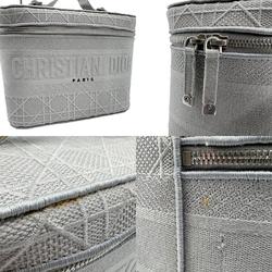 Christian Dior handbag vanity bag canvas light gray silver ladies n0147