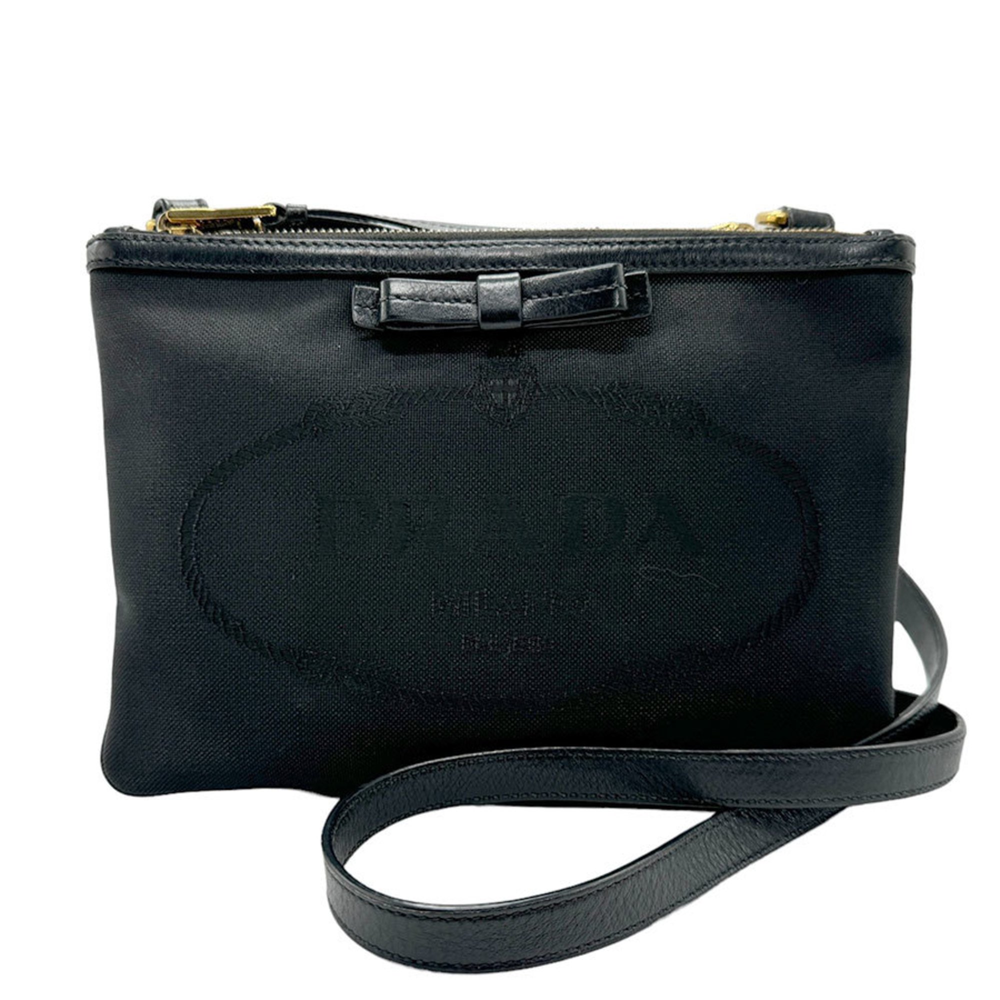 PRADA Shoulder Bag Canvas Black Women's 1BH046 z1950