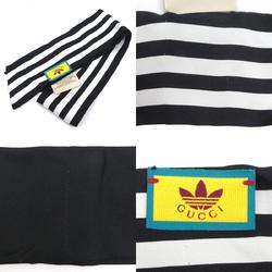 GUCCI Scarf Muffler Ribbon x adidas Silk Black White Women's h30431g