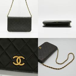 CHANEL Shoulder Bag Matelasse Coco Mark Chain Caviar Skin Leather Black Gold Women's PD303