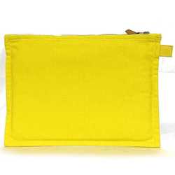 Hermes Bora Pouch MM Yellow Canvas HERMES H Embroidery Clutch Bag Compact Unisex Accessory