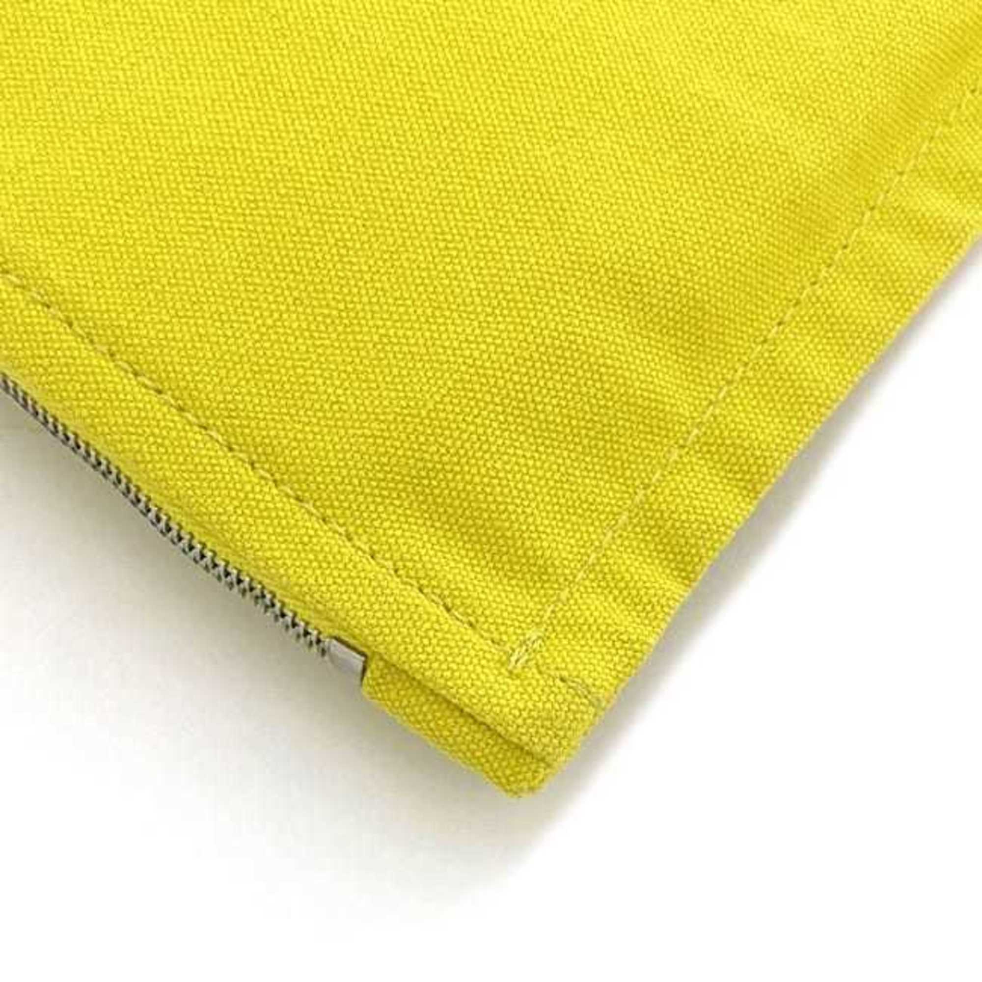 Hermes Bora Pouch MM Yellow Canvas HERMES H Embroidery Clutch Bag Compact Unisex Accessory