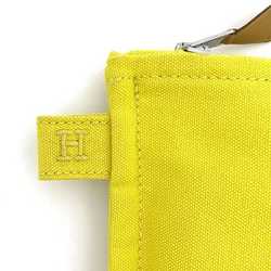 Hermes Bora Pouch MM Yellow Canvas HERMES H Embroidery Clutch Bag Compact Unisex Accessory