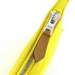 Hermes Bora Pouch MM Yellow Canvas HERMES H Embroidery Clutch Bag Compact Unisex Accessory