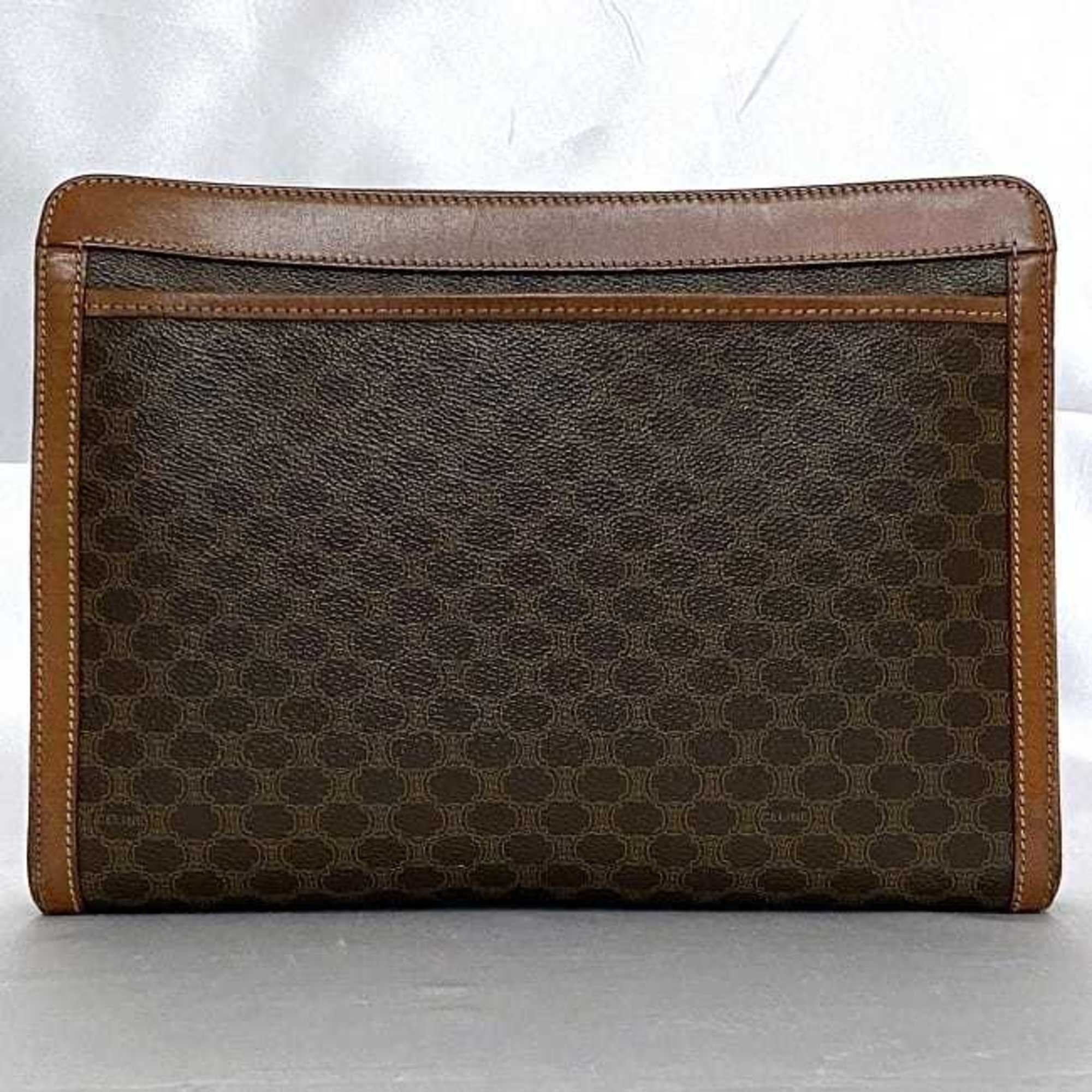 Celine clutch bag brown macadam handbag second PVC leather MC98/2 CELINE pouch women men compact