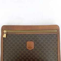 Celine clutch bag brown macadam handbag second PVC leather MC98/2 CELINE pouch women men compact