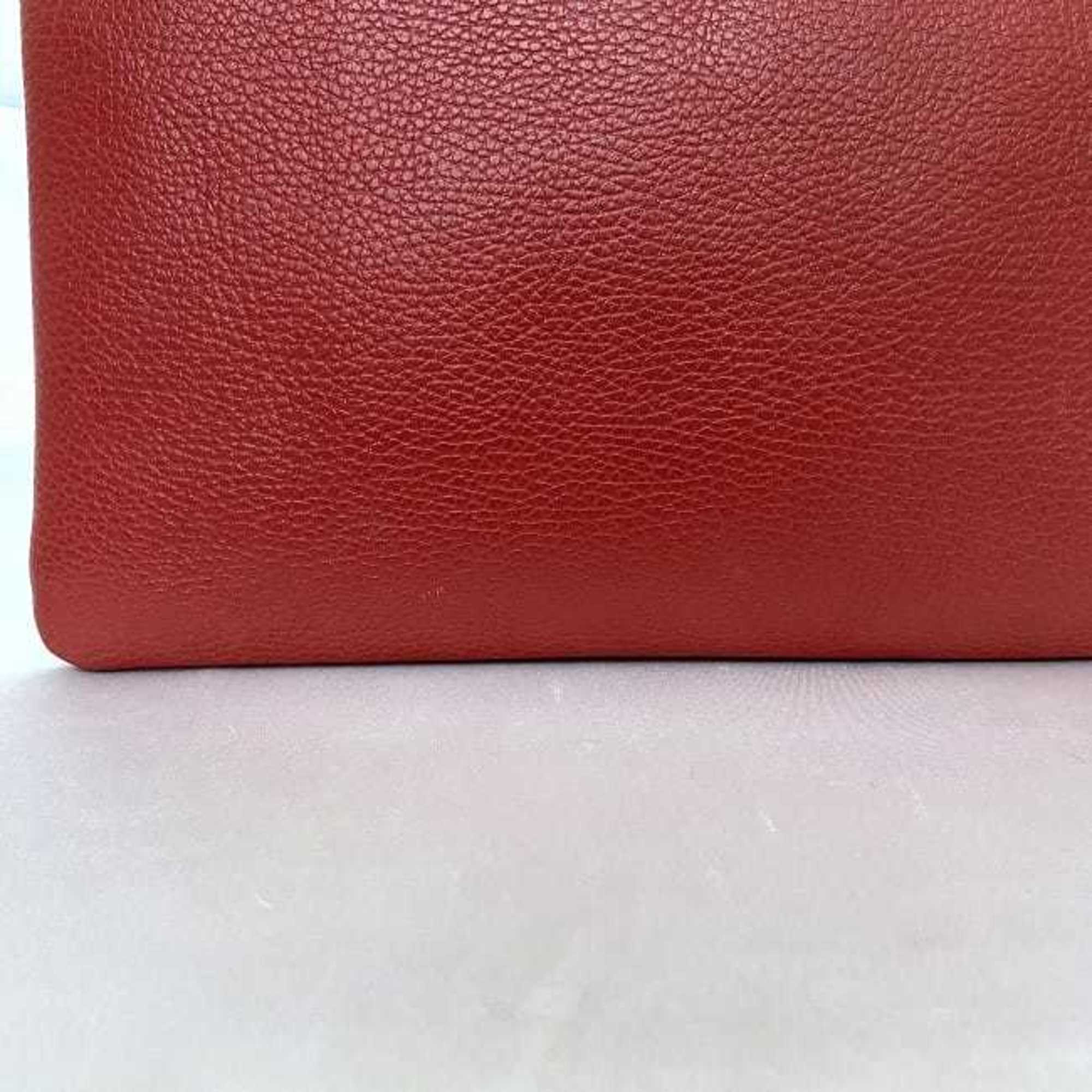 Gucci Clutch Bag Red Bamboo 449653 Pouch Leather GUCCI Handbag Tassel Women's Compact