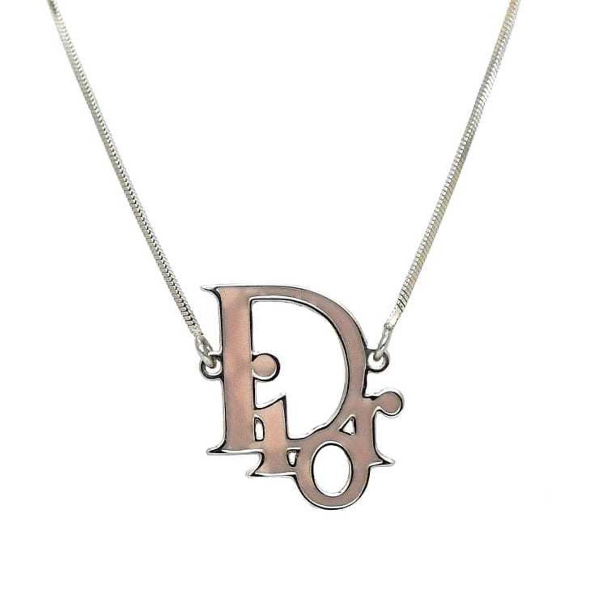 Christian Dior Necklace Silver Pink Metal Women's