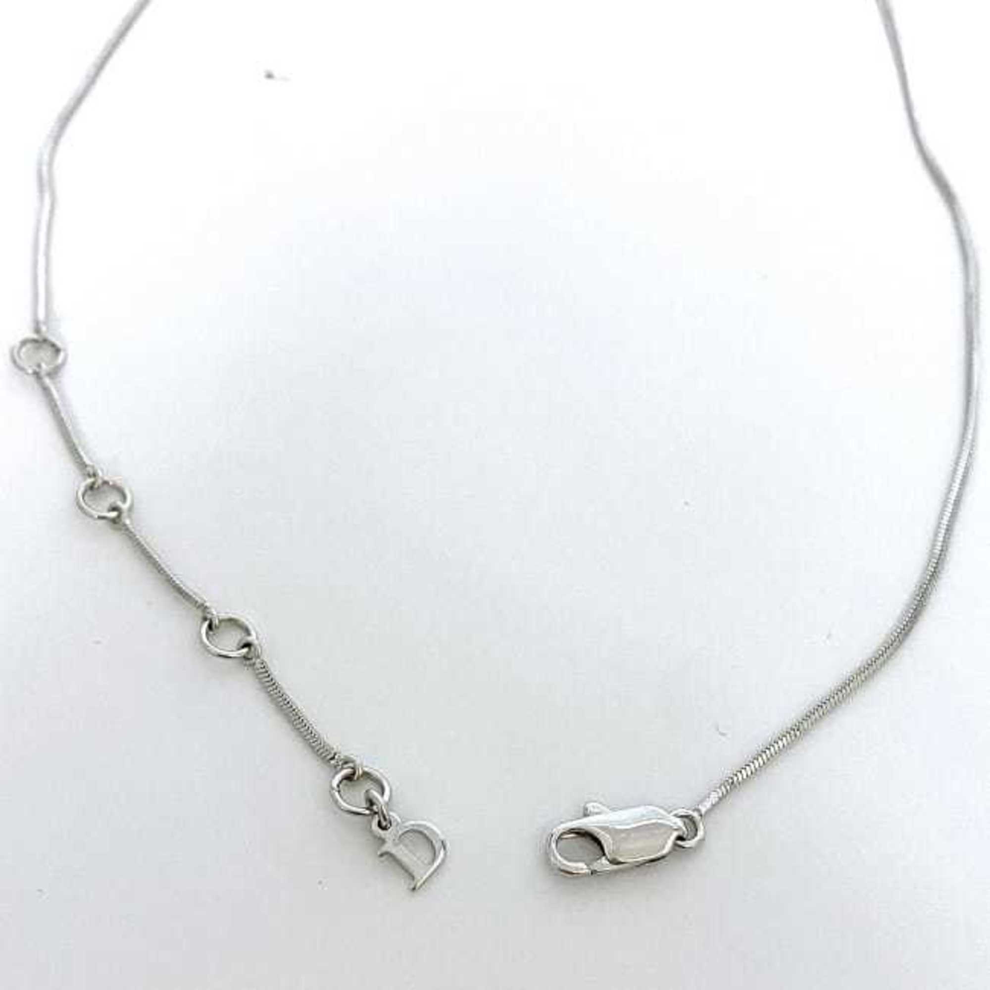 Christian Dior Necklace Silver Pink Metal Women's